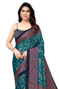 Printed Chiffon Saree for Women | Contrast Border | Peacock Pallu