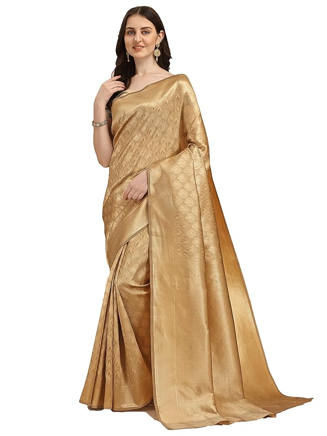 Kanjivaram Kanchipuram Silk Saree for Women | Zari Woven Floral Design | With Silk Blouse Piece