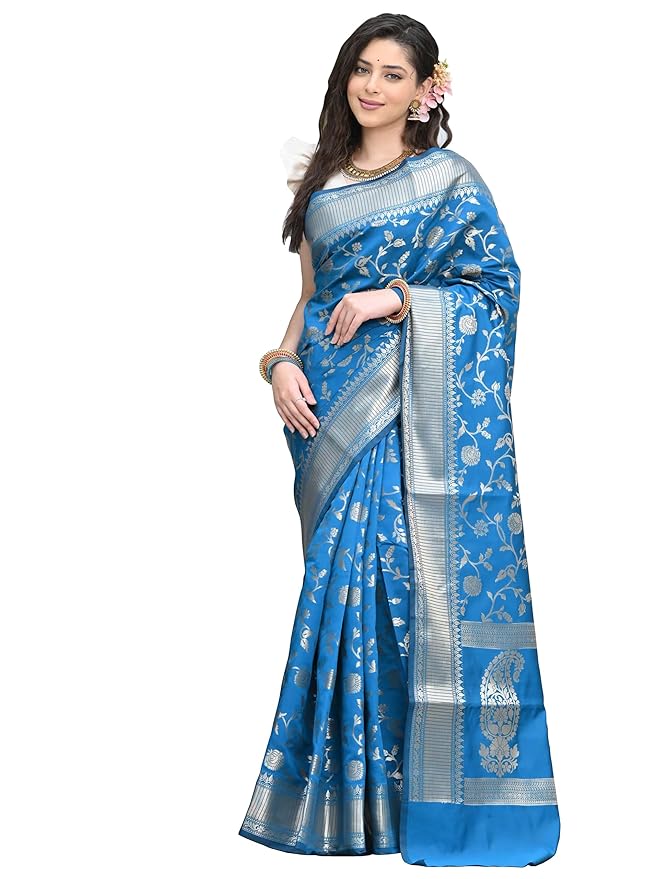 Woven Silk Blend Saree for Women | Kanchipuram Style with Jacquard Blouse