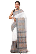 Begampuri Handloom Cotton Saree for Women | Traditional Weave | White with Blouse Piece