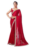 Organza Ruffle Frill Saree for Women | Crush Pattern with Sequence Work | With Blouse Piece