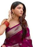 Soft Lichi Silk Kanjivaram Style Saree for Women | Zari Woven Embroidered Design