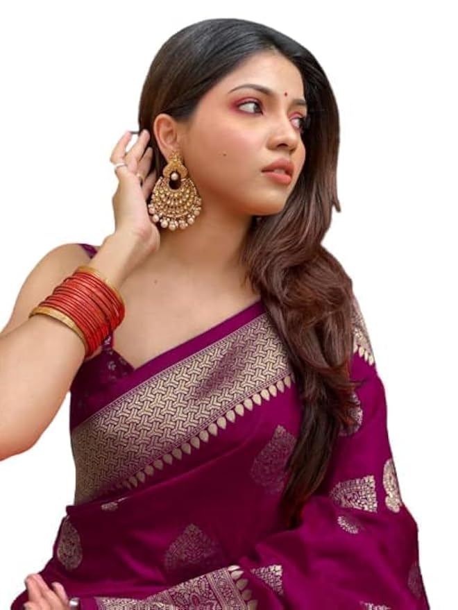 Soft Lichi Silk Kanjivaram Style Saree for Women | Zari Woven Embroidered Design