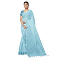 Linen Jacquard Saree for Women | Zari Border Solid Design | With Blouse Piece