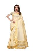 Raw Silk Saree for Women | Solid Design | Beige with Blouse Piece
