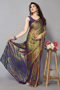 Royal Blue Chiffon Georgette Saree for Women | Floral Printed Design