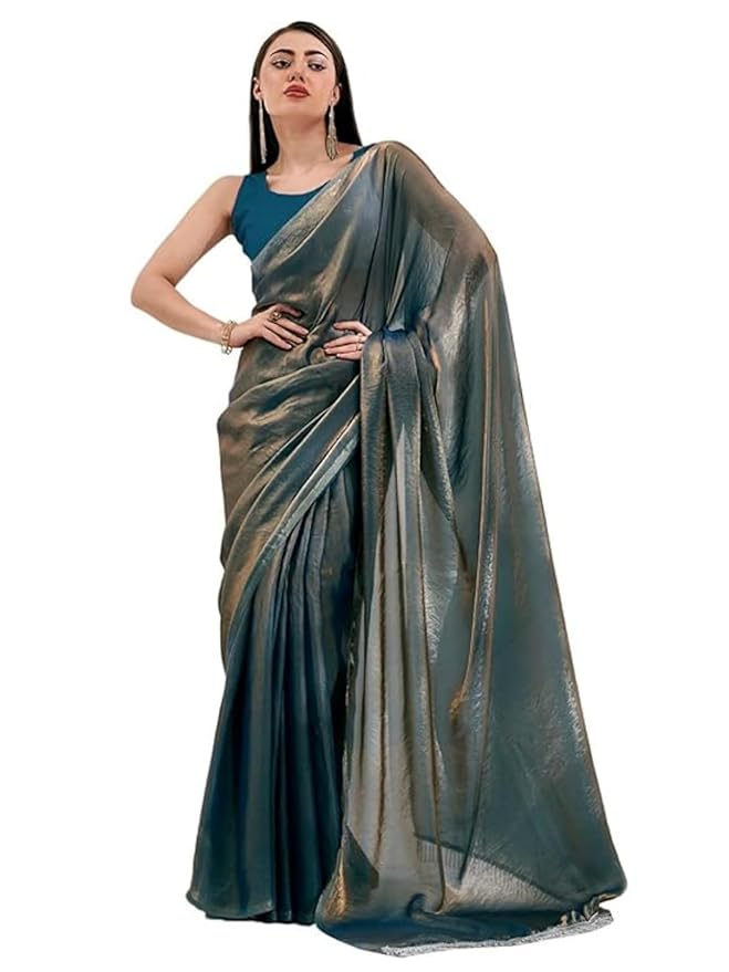 Organza Saree for Women | Crush Pattern Design | With Art Silk Blouse