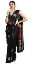 Crepe Silk Saree for Women | Paisley Print Pallu | Solid Black