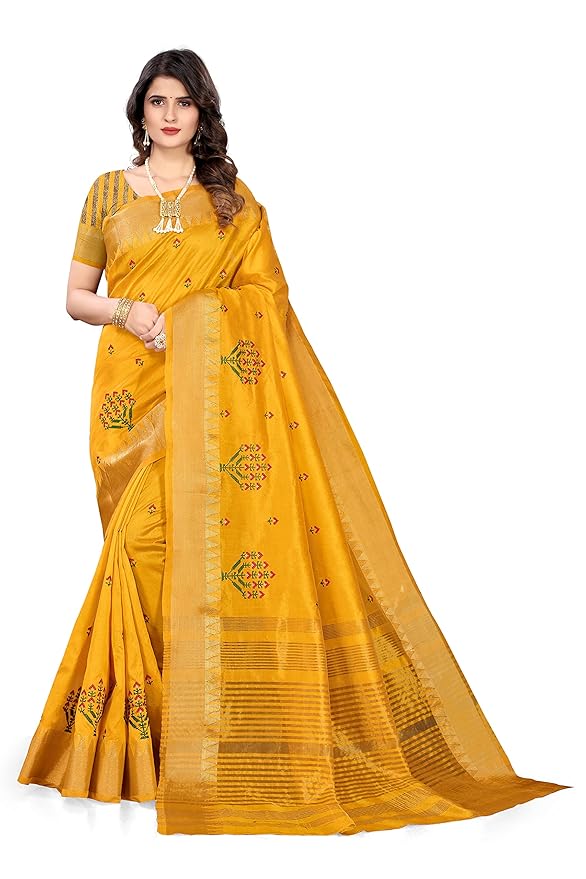 Assam Cotton Silk Saree with Temple Contrast Border and Zari Work