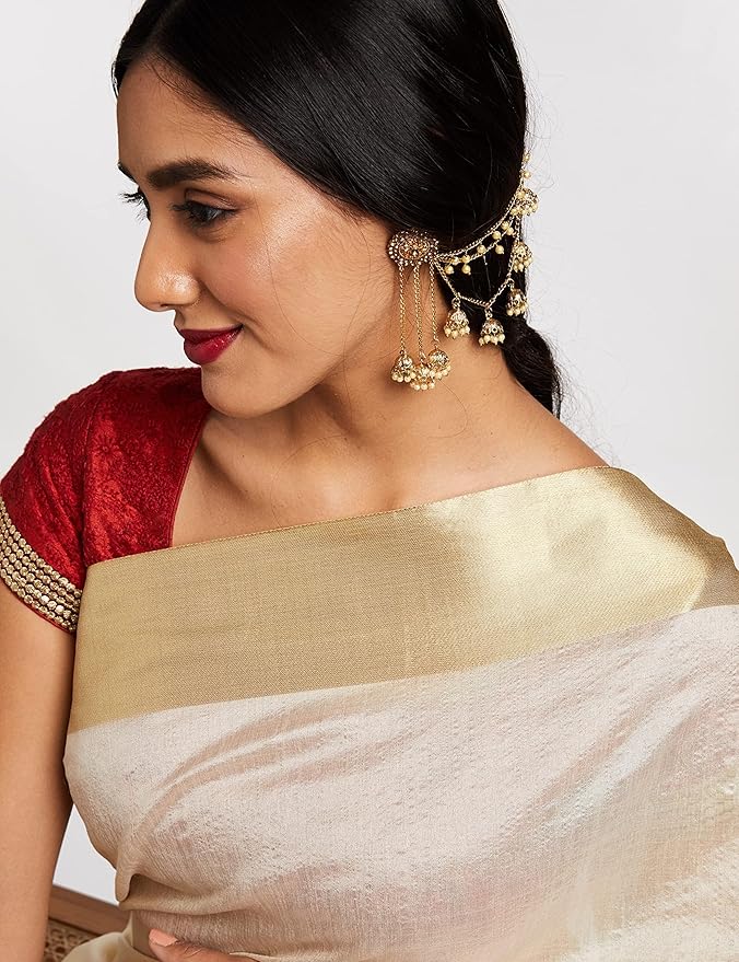 Raw Silk Saree for Women | Solid Design | Beige with Blouse Piece