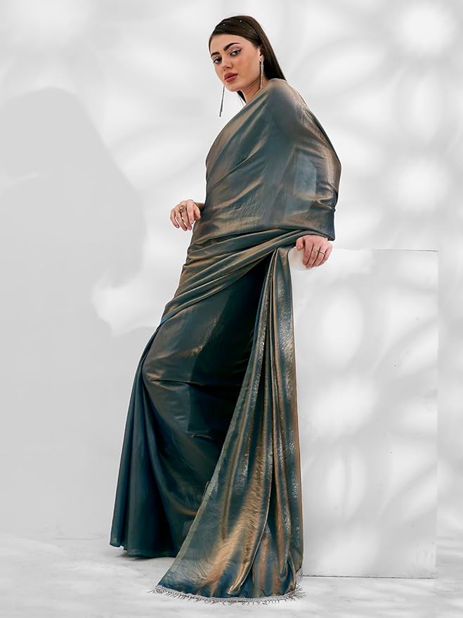 Organza Saree for Women | Crush Pattern Design | With Art Silk Blouse