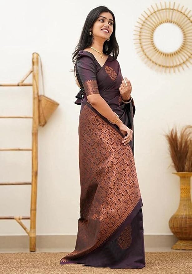 Banarasi Cotton Silk Jacquard Saree for Women | With Blouse Piece