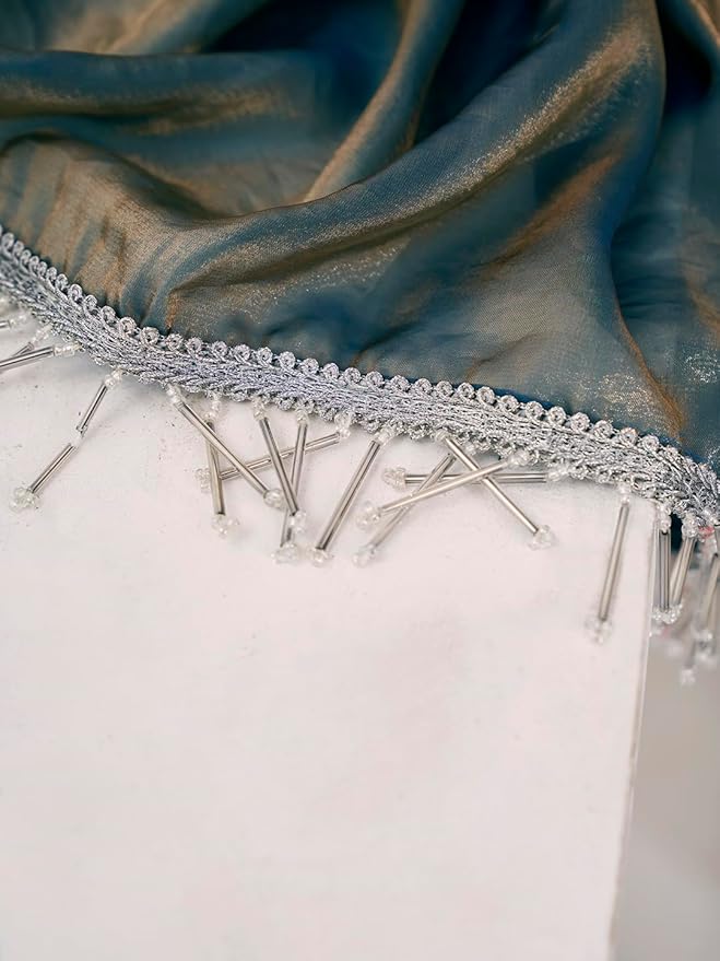 Organza Saree for Women | Crush Pattern Design | With Art Silk Blouse