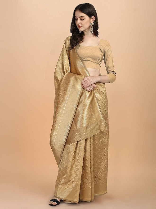 Kanjivaram Kanchipuram Silk Saree for Women | Zari Woven Floral Design | With Silk Blouse Piece