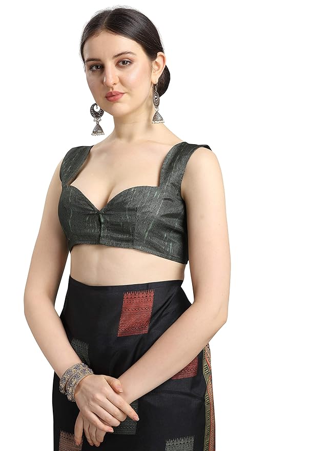 Crepe Silk Saree for Women | Paisley Print Pallu | Solid Black