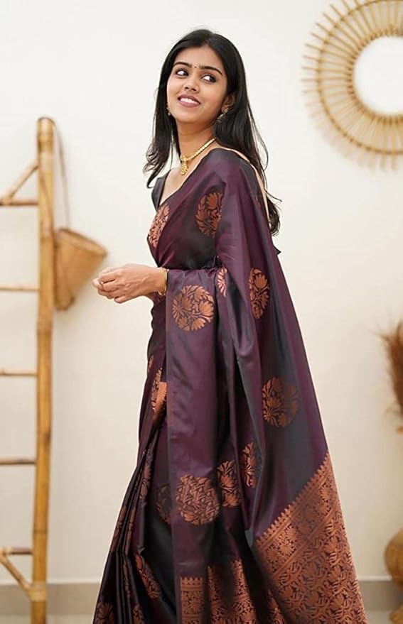 Banarasi Cotton Silk Jacquard Saree for Women | With Blouse Piece