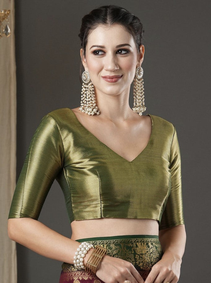 Kanjeevaram Pure Georgette Saree for Women | Burgundy and Green