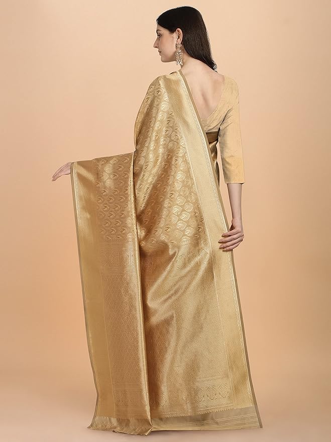 Kanjivaram Kanchipuram Silk Saree for Women | Zari Woven Floral Design | With Silk Blouse Piece