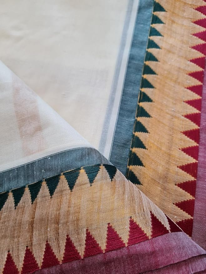 Cotton Kasavu Saree for Women | Traditional Tower Border | With Blouse Piece