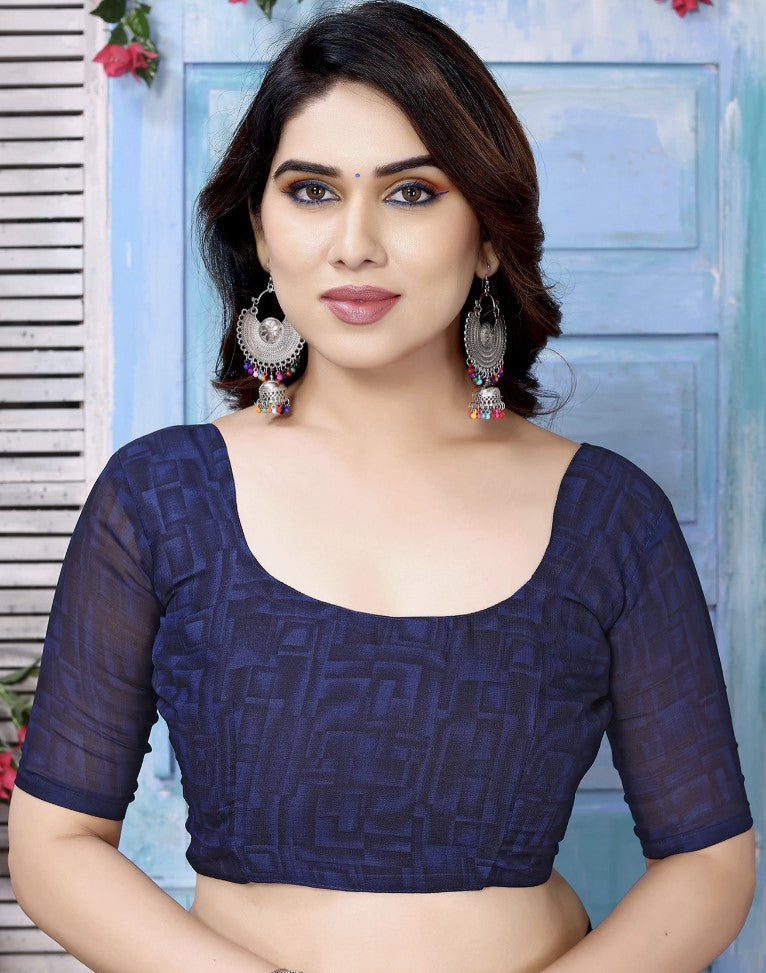 Multicolor Georgette Saree for Women | Floral and Geometric Printed Design