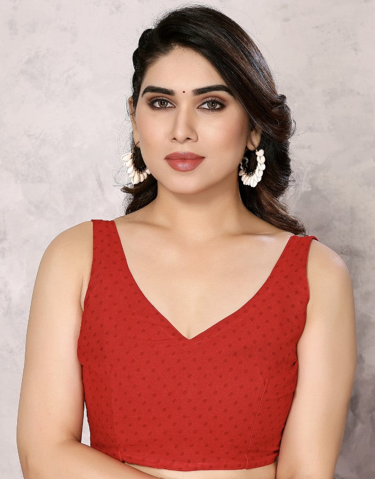 Red and White Georgette Saree for Women | Floral and Geometric Printed Design