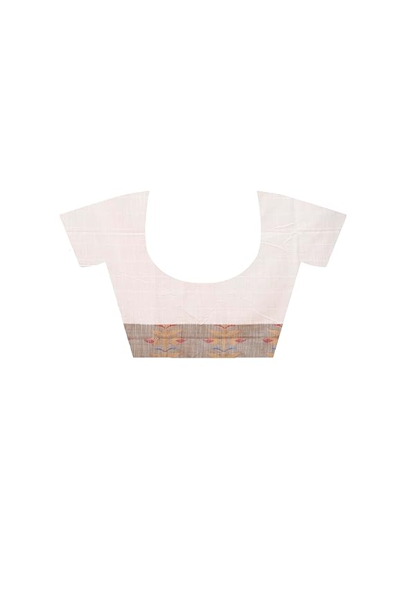 Begampuri Handloom Cotton Saree for Women | Traditional Weave | White with Blouse Piece