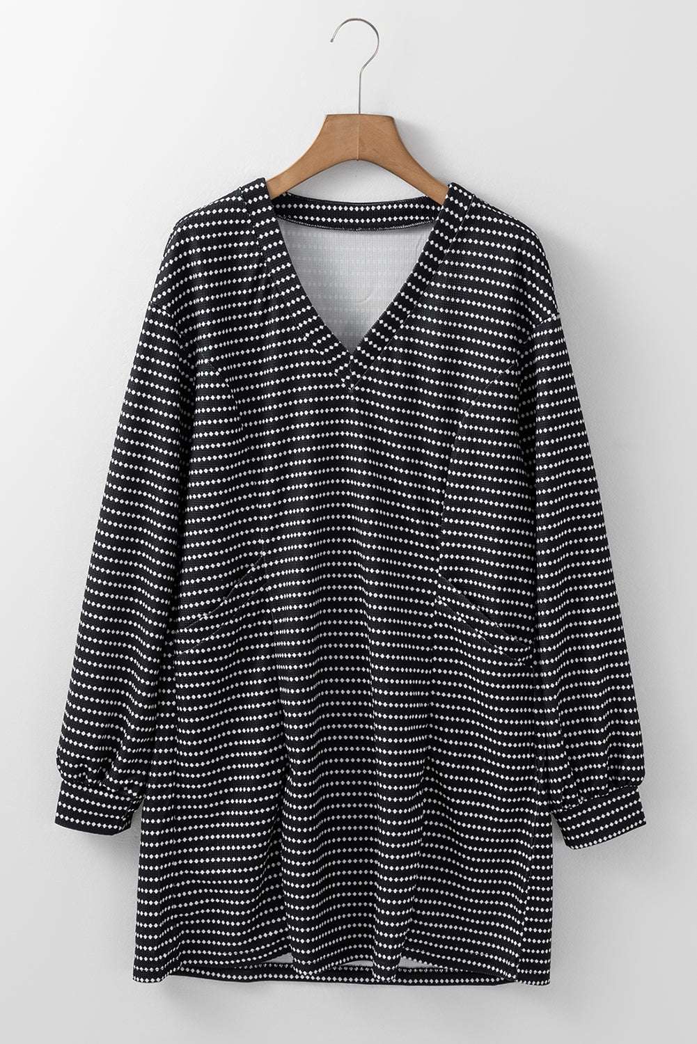 Striped V-Neck Long Sleeve Mini Dress